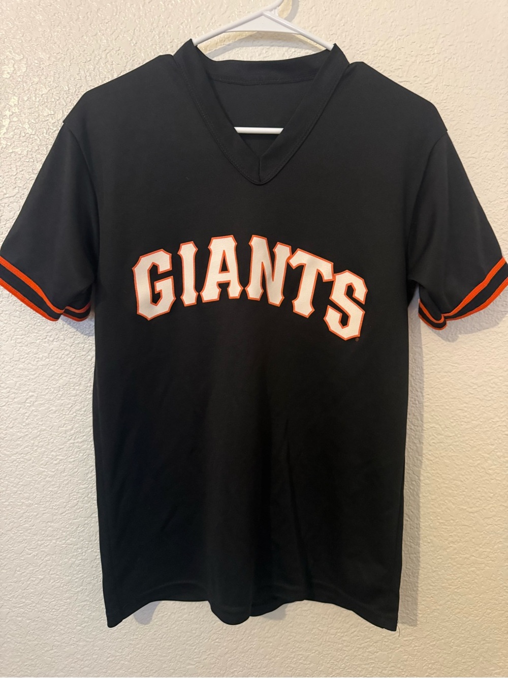 Black Giants Short Sleeve Jersey Top with Orange Trim